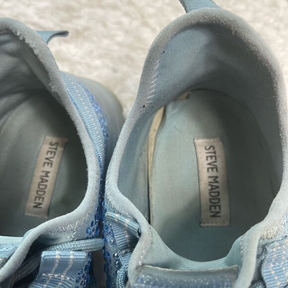 Steve Madden Maxima Blue Rhinestone Embellished slip on Sneakers Size9.5M - Picture 11 of 15